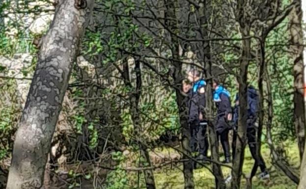 Los bomberos rescatan a un perro que se había caído al río en Corvera