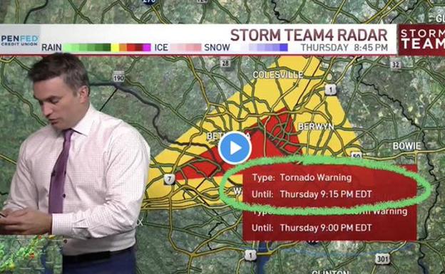 El hombre del tiempo llama a sus hijos en directo: «Tenemos una amenaza de tornado»