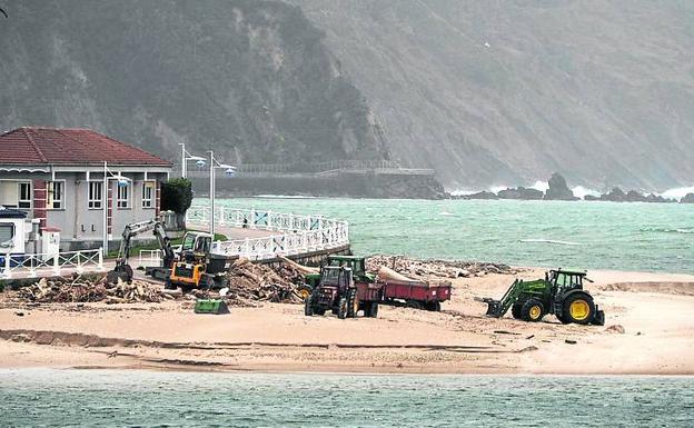 Comienza la limpieza de la playa de Santa Marina