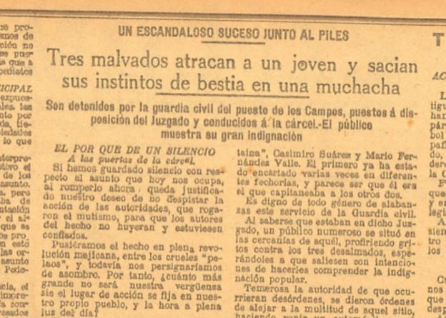 Bestial violación junto al Piles