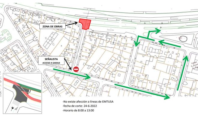 Corte de tráfico este viernes en la calle Eladio Carreño de Gijón