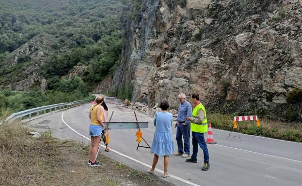 Un argayo corta la comunicación de la AS-29 entre Ibias y Cangas del Narcea