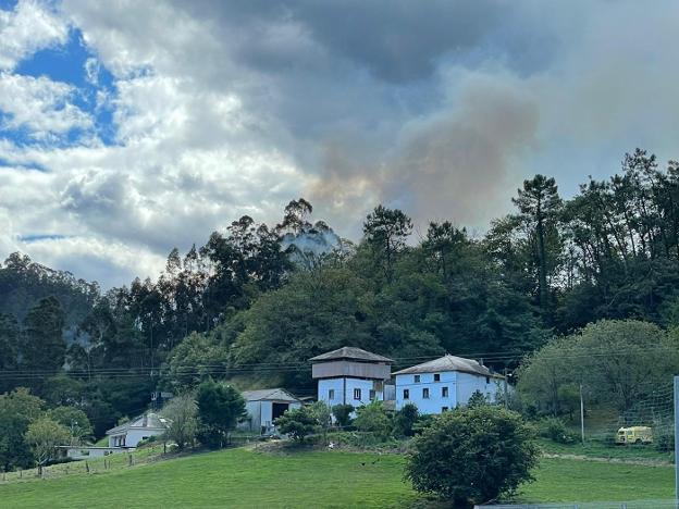 Los bomberos sofocan un incendio en Trevías