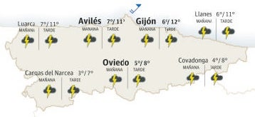 Un jueves lluvioso con nieve a partir de los 800 metros