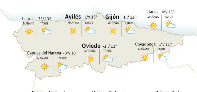 Sol para despedir enero pero sin dejar atrás el frío en Asturias