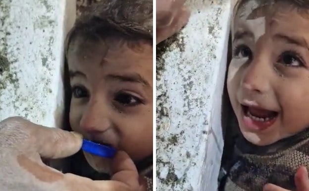 Agónico rescate de un niño sirio que bebía agua de un tapón tras el devastador terremoto