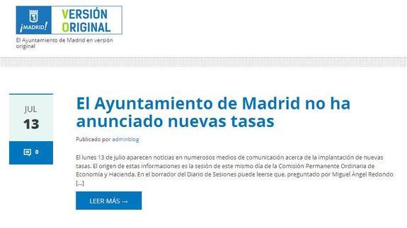 Polémica por la web de Carmena que «desmentirá» informaciones periodísticas