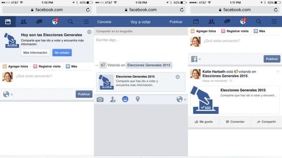 Facebook activará el domingo el botón 'He Votado' para animar a acudir a las urnas