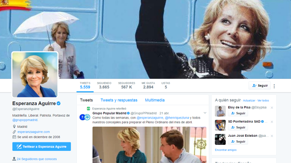 Esperanza Aguirre, en diez tuits