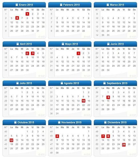 ¿Qué días serán festivos en Asturias en 2015?