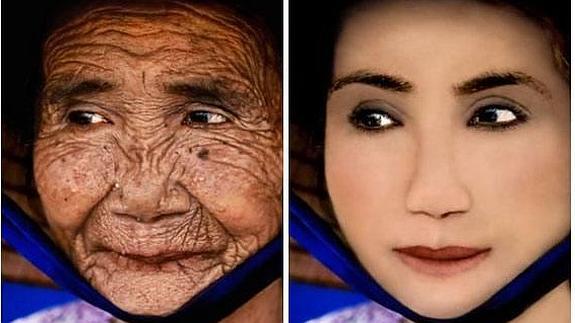 Un artista muestra cómo sería una anciana con 70 años menos gracias al Photoshop