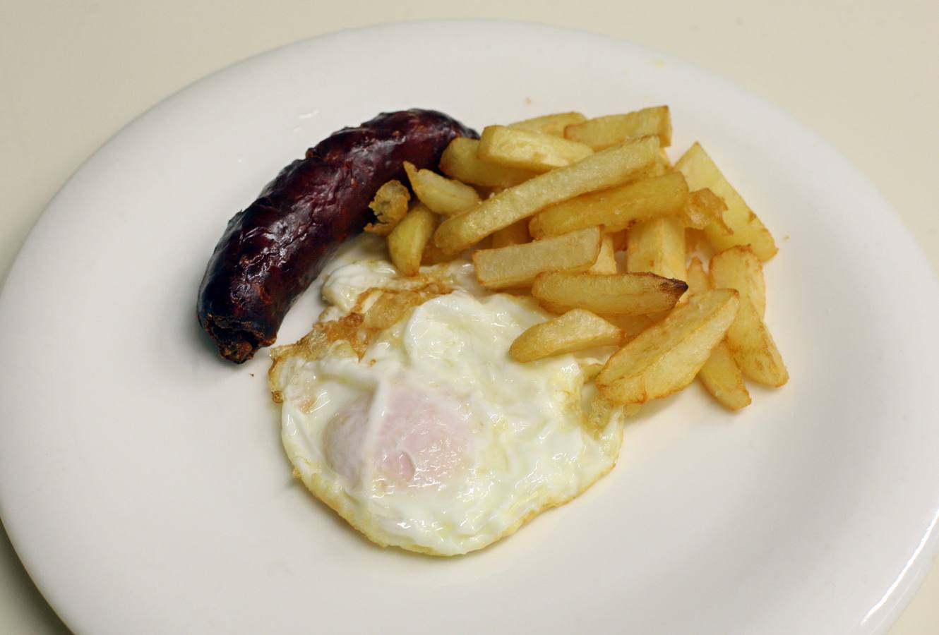 Huevo frito con patatas y chorizo