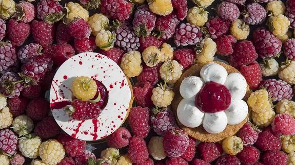 Postres con corazón de fruta