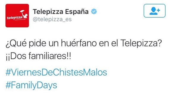 El desafortunado 'chiste' de Telepizza en Twitter